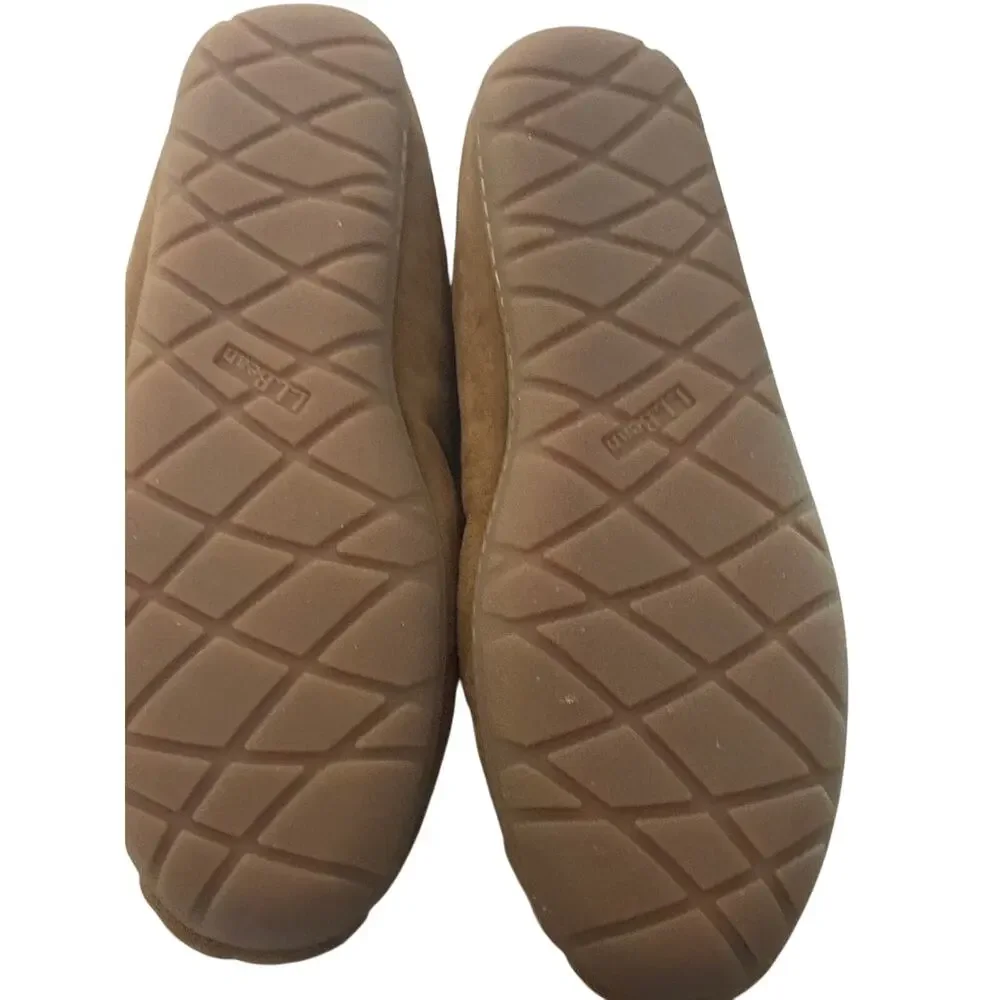 LL Bean Wicked Good Slippers Mens Size 13 Brown Suede Venetian Shearling Lined